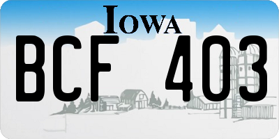 IA license plate BCF403