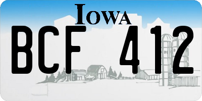 IA license plate BCF412