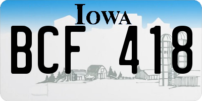 IA license plate BCF418