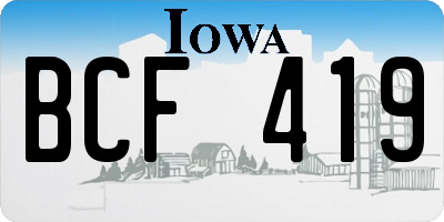 IA license plate BCF419