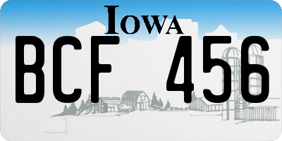 IA license plate BCF456