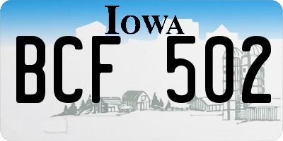 IA license plate BCF502