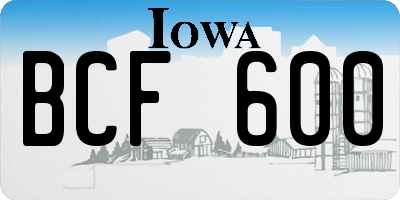IA license plate BCF600