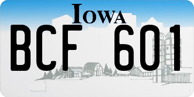 IA license plate BCF601