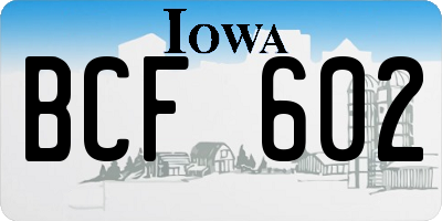 IA license plate BCF602