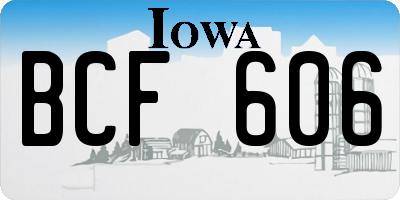 IA license plate BCF606