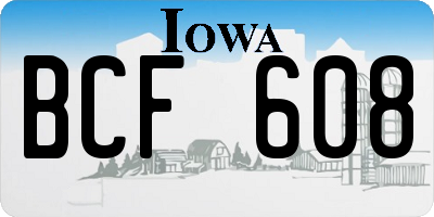 IA license plate BCF608