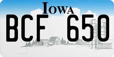 IA license plate BCF650