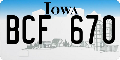 IA license plate BCF670