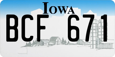 IA license plate BCF671
