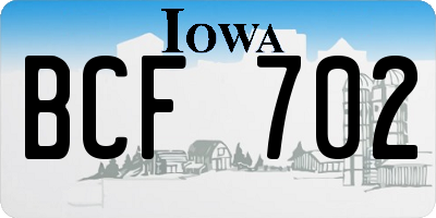 IA license plate BCF702