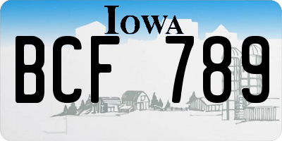 IA license plate BCF789