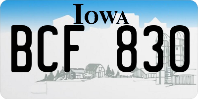 IA license plate BCF830