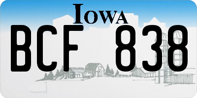 IA license plate BCF838