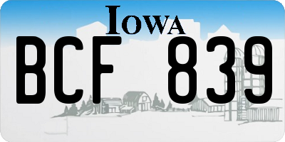IA license plate BCF839
