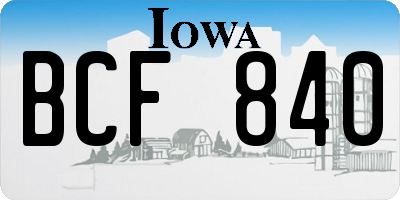 IA license plate BCF840