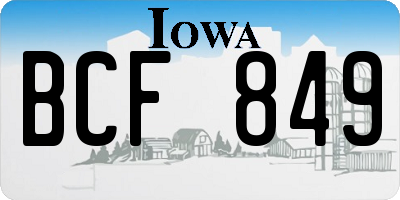 IA license plate BCF849