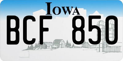 IA license plate BCF850