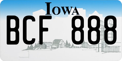 IA license plate BCF888