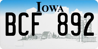 IA license plate BCF892