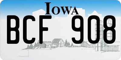 IA license plate BCF908