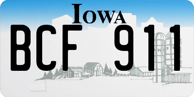 IA license plate BCF911