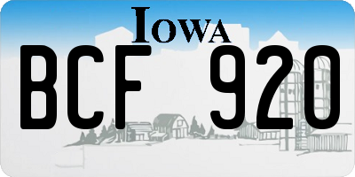 IA license plate BCF920
