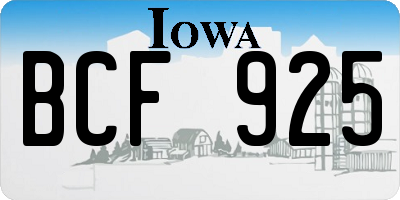 IA license plate BCF925