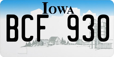 IA license plate BCF930