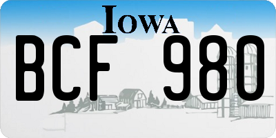 IA license plate BCF980