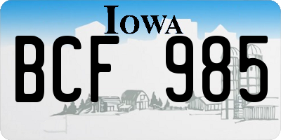 IA license plate BCF985