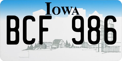 IA license plate BCF986