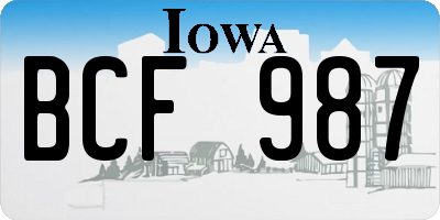IA license plate BCF987
