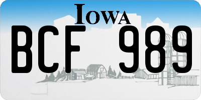 IA license plate BCF989
