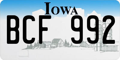 IA license plate BCF992