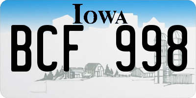 IA license plate BCF998