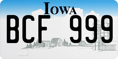 IA license plate BCF999