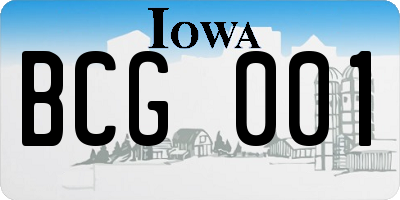 IA license plate BCG001