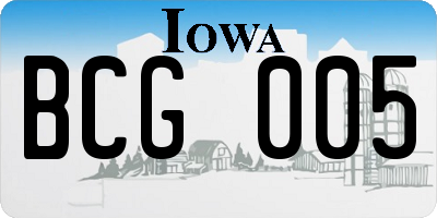 IA license plate BCG005
