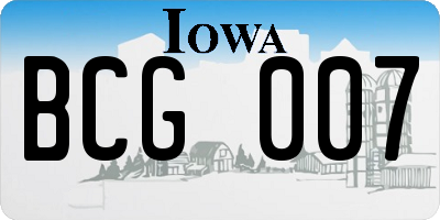 IA license plate BCG007