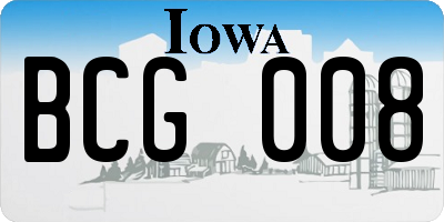 IA license plate BCG008