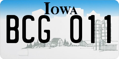 IA license plate BCG011