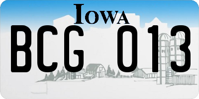 IA license plate BCG013