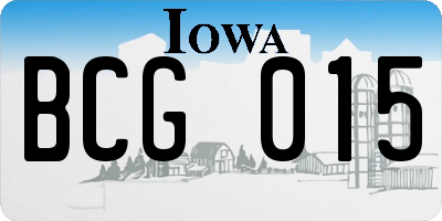 IA license plate BCG015