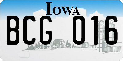 IA license plate BCG016
