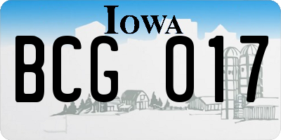 IA license plate BCG017