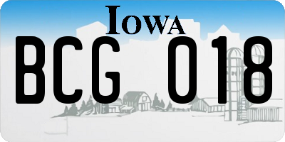 IA license plate BCG018