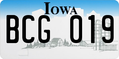 IA license plate BCG019