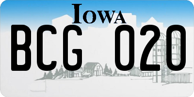 IA license plate BCG020