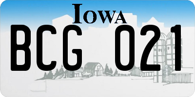 IA license plate BCG021